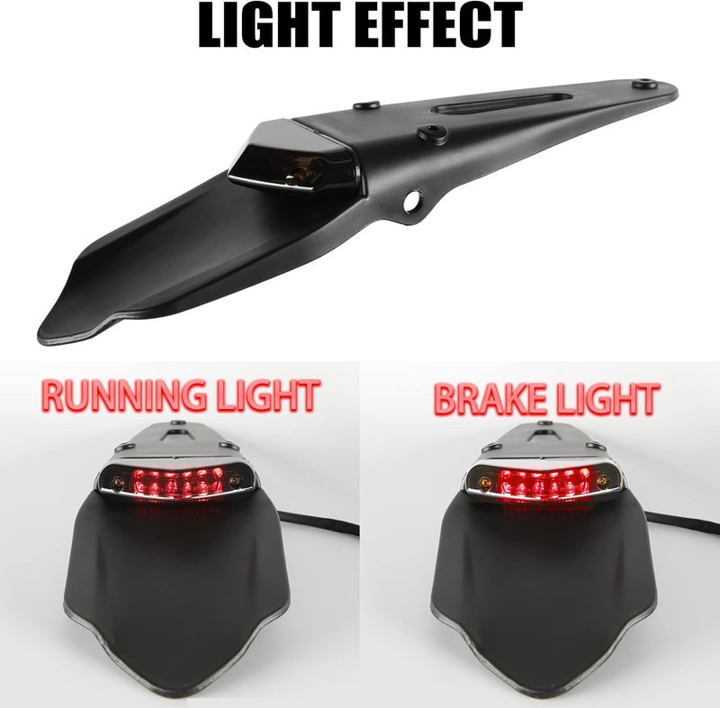 DREAMIZER Rear Fender Black 12V LED Tail Light Brake Lamp For Off-road Motorcycle Motocross Dirt Bike (Black#2 - Image 3